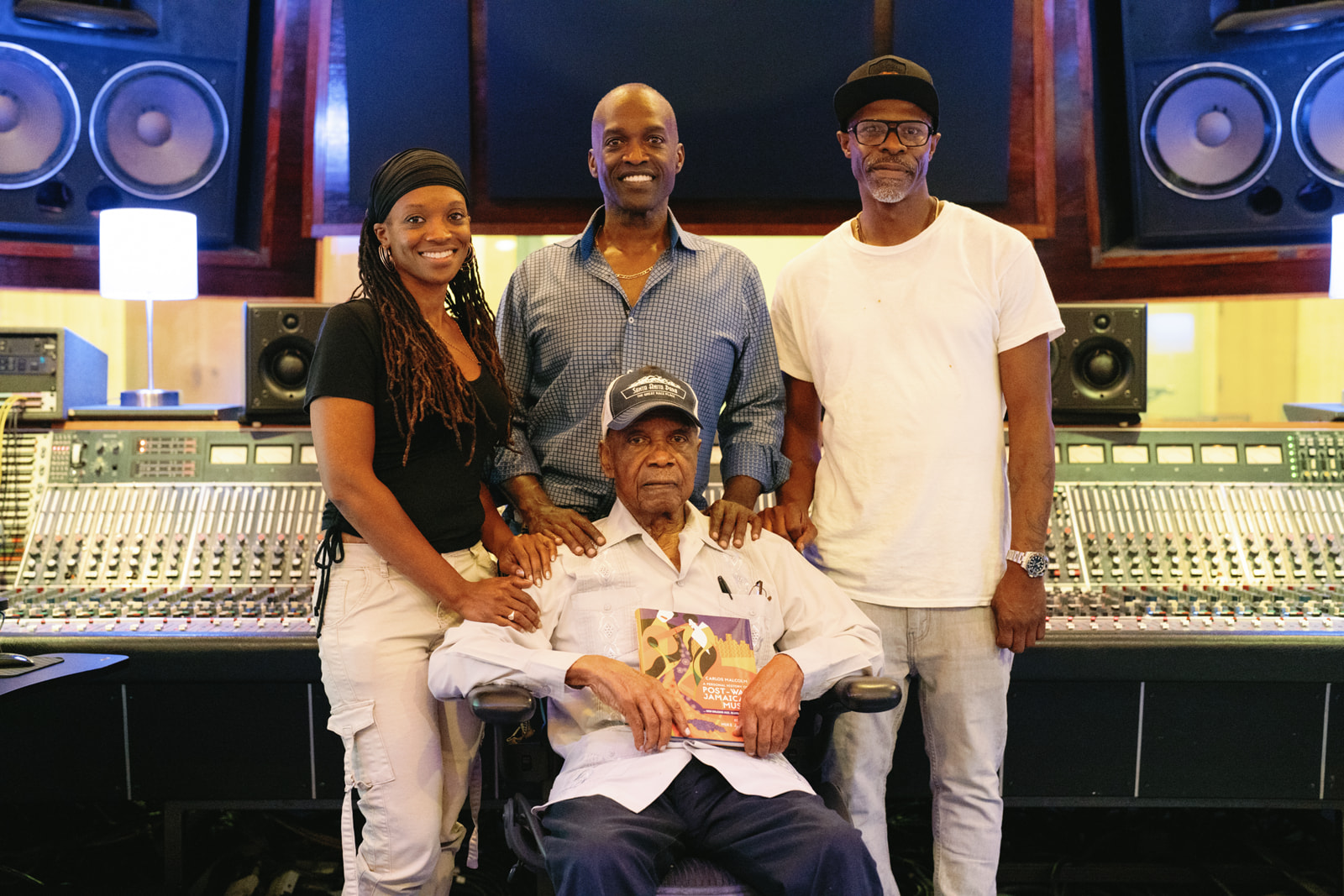Carlos Malcolm with family, in the studio